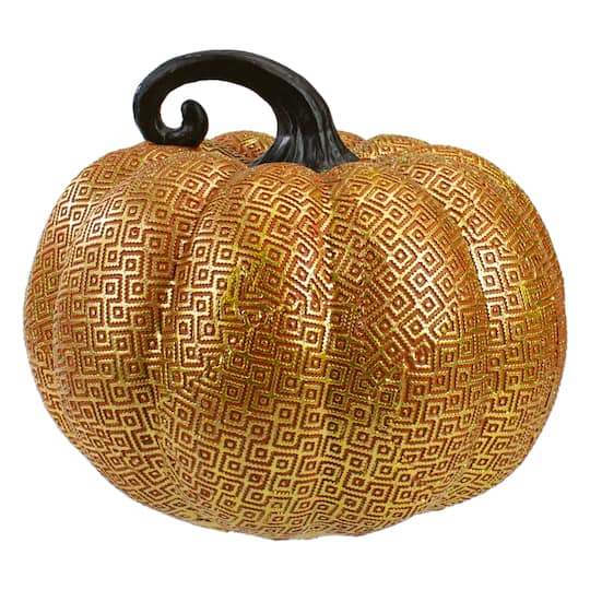 7.5&#x22; Gold &#x26; Orange Textured Pumpkin Fall Decoration